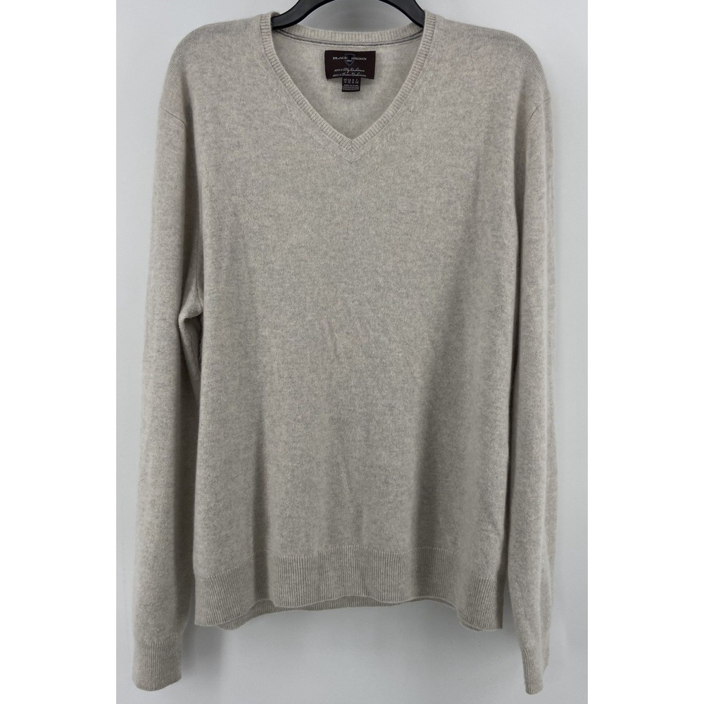 Black Brown Sweater Men XL 100% Cashmere Gray Luxury V Neck 2 Ply Casual Soft